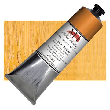 Open in modal - Michael Harding Artists Oil Paint - Naples Yellow, 225 ml tube and swatch