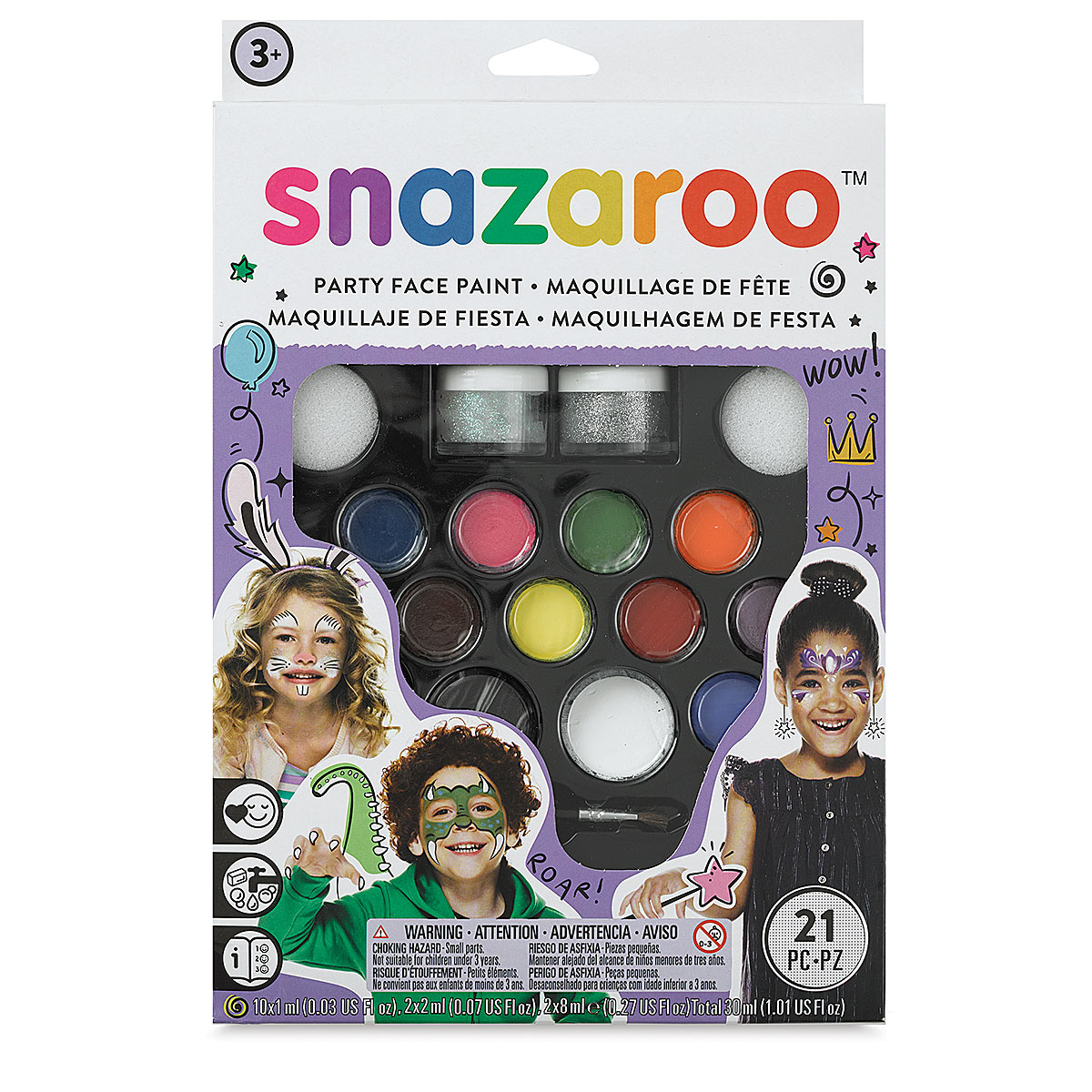 Snazaroo Face Paint Mini Starter Kit, 14 Piece Set, 6 Colors