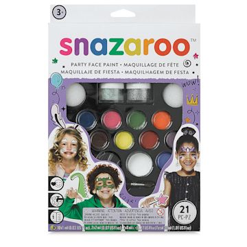 Open in modal - Snazaroo Face Paints - Ultimate Party Pack, Set of 14 (Front of packaging)