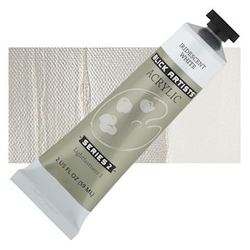 Open in modal - Blick Artists' Acrylic - Iridescent White, 2 oz tube and swatch
