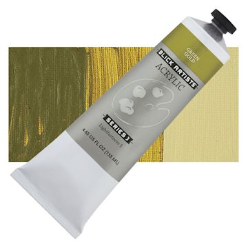 Open in modal - Blick Artists' Acrylic - Green Gold, 4.65 oz tube and swatch