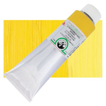 Open in modal - Old Holland Classic Oil Color - Scheveningen Yellow Medium, 225 ml tube and swatch