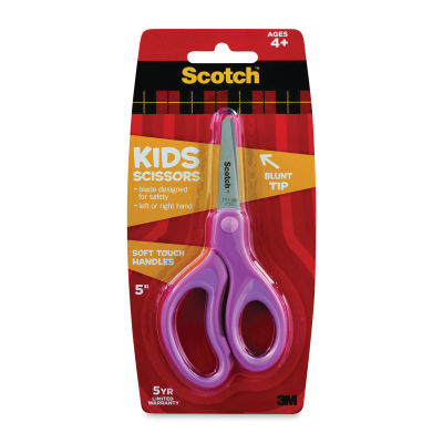 Scotch Soft Touch Blunt Kids Scissors, 5", Stainless Steel, Purple (color may vary)