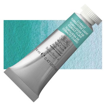 Open in modal - Winsor & Newton Professional Watercolor - Cobalt Turquoise Light, 14 ml Tube and swatch