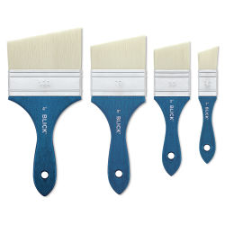 Blick Mottler Brushes - 4 sizes of Angular Mottler brushes shown upright