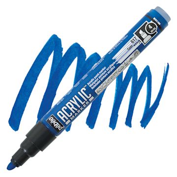 Open in modal - Pebeo Acrylic Marker - Cyan, 4 mm, Chisel Nib marker and swatch