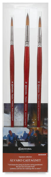 Alvaro Castagnet Signature Brush Set - Front of package showing brushes upright