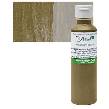 Open in modal - Tri-Art Liquid Artist Acrylic - Iridescent Bronze, 120 ml bottle and swatch