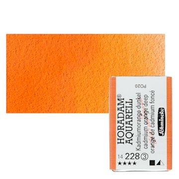 Open in modal - Schmincke Horadam Aquarell Watercolor - Cadmium Orange Deep, Full Pan and swatch