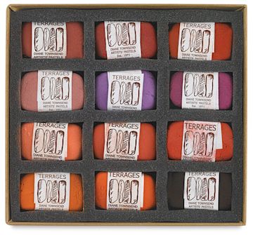 Open in modal - Townsend Terrages Pastel Set of 12 Red Colors shown in cushioned open box