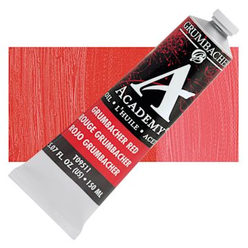 Open in modal - Grumbacher Academy Oil Color - Grumbacher Red, 150 ml tube and swatch