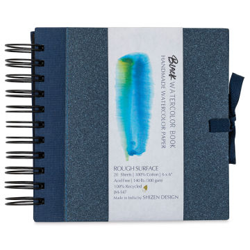 Open in modal - Shizen Design Black Watercolor Journal - Cover of Rough Surface Journal with label