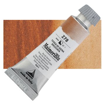 Open in modal - Maimeri Blu Artist Watercolor - Burnt Sienna, 12 ml Tube and swatch