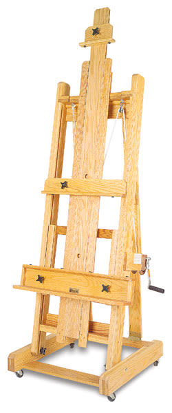 Best Abiquiu Studio Easel - Right angle with single retracted mast, winch, and base with casters