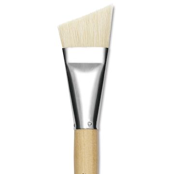 Open in modal - Silver Brush Silver Jumbo White Hog Bristle Brush - Angle, Mid-Handle, Size 30, close-up