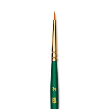 Open in modal - Princeton Good Synthetic Golden Taklon Brush - Round, Short Handle, Size 3/0 closeup