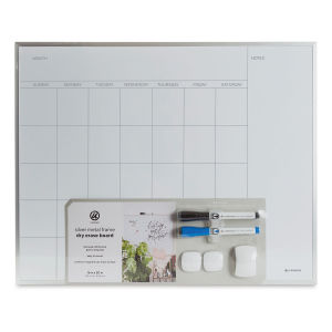 U Brands Silver Frame Weekly Calendar White Boards - Month