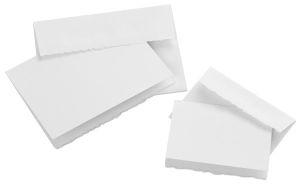 Strathmore Blank Cards and Envelopes, Fluorescent White/White Deckle, Announcement, Box of 10