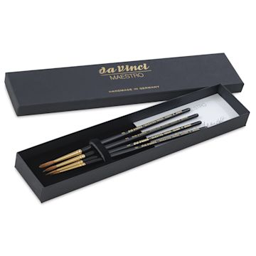 Open in modal - Da Vinci Maestro Kolinsky Brushes - Box Set of 4, Series 10 Round, Short Handle