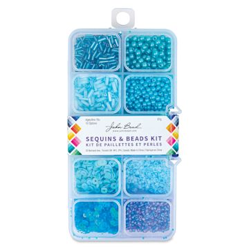 Open in modal - John Bead Sequins & Beads Kit - Blue, 81 g front of packaging