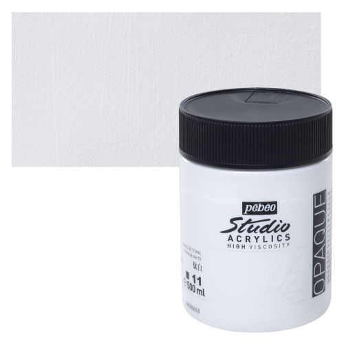 Pebeo 500 ml Studio Acrylic Paint, Titanium White
