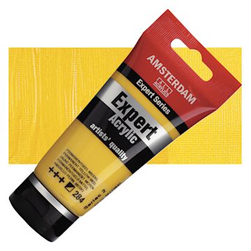 Open in modal - Amsterdam Expert Series Acrylic - Permanent Yellow Medium, 75 ml tube and swatch