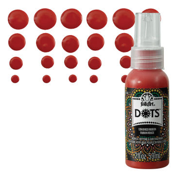 FolkArt Dots Acrylic Paint - Red Ribbon, Swatch with bottle