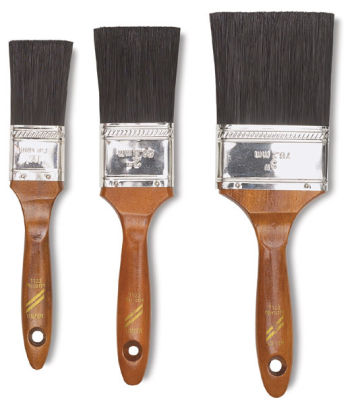 Linzer Polyester Flat Brush Set - 3 brush Set shown upright
