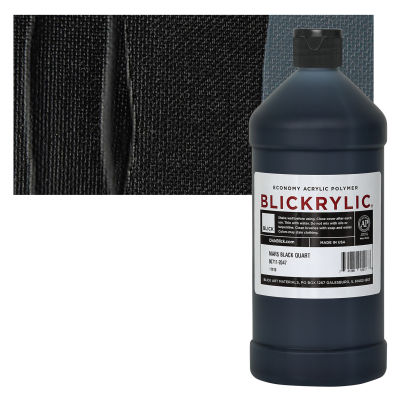 Blickrylic Student Acrylics - Mars Black, Quart bottle and swatch