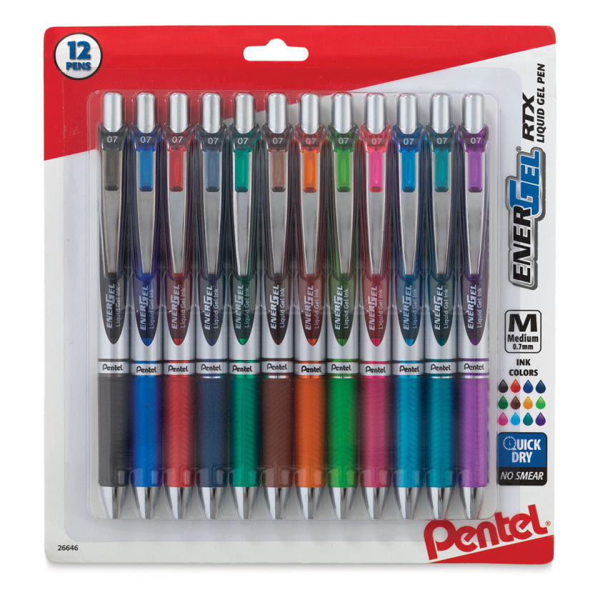 Pentel EnerGel RTX Gel Pens - Assorted, Set of 12, 0.7 mm | BLICK Art ...