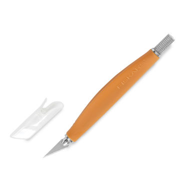 Fiskars Softgrip Ergonomic Detail Knife - Angled with cover removed from blade