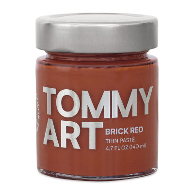 Tommy Art Paste - Front view of 140 ml Brick Red Jar
