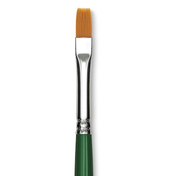 Open in modal - Blick Economy Golden Taklon Brush - Bright, Long Handle, Size 10 close up