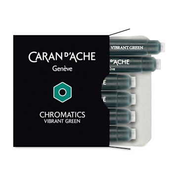Open in modal - Caran d'Ache Chromatics Fountain Pen Ink Cartridges - Vibrant Green, Pkg of 6