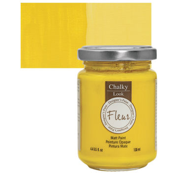 Fleur Chalky Look Paint - Primary Yellow, 4.4 oz jar