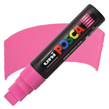 Open in modal - Posca Paint Marker - Pink, Extra Broad Chisel, 15 mm - marker and swatch