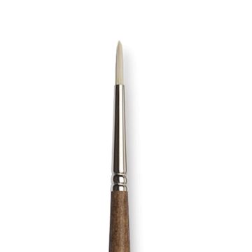 Open in modal - Winsor & Newton Artists' Oil Synthetic Hog Brush - Round, Size 1, Long Handle (close-up)