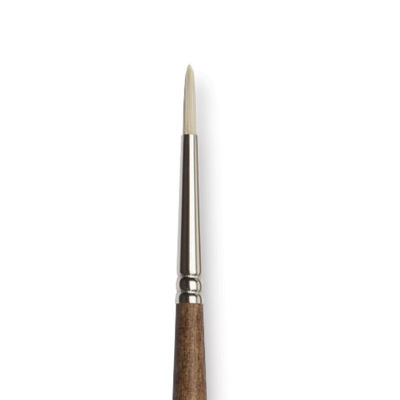 Winsor & Newton Artists' Oil Synthetic Hog Brush - Round, Size 1, Long Handle (close-up)