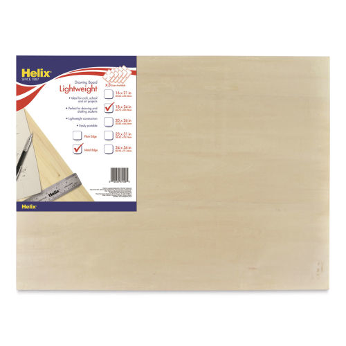 Helix Wooden Lightweight Drawing Board, 18 x 24 Inch, Metal Edge