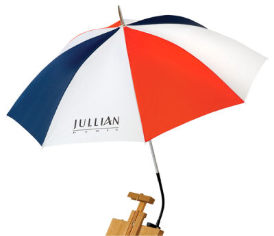 Jullian Easel Umbrella - Red, White and Blue Umbrella shown attached to easel