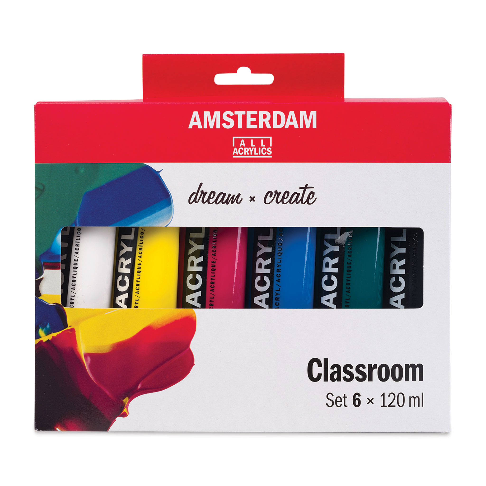 Amsterdam Standard Series Acrylics - Set of 5, Primary Colors, 120 mL, Tubes with 3 Nozzles