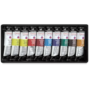 Open in modal - Water Mixable Oil Paint Sets - Selection Set of 10 shown in tray