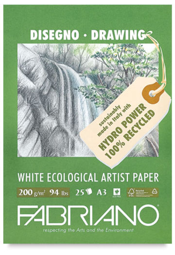 Fabriano Ecological Artist Drawing Pads - Top view of cover of pad 
