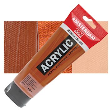 Open in modal - Amsterdam Standard Series Acrylic Paint - Burnt Sienna, 250 ml Tube and swatch