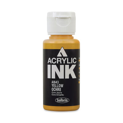 Holbein Acrylic Ink - Front of 30 Ml Yellow Ochre Bottle