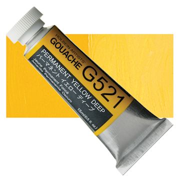 Open in modal - Holbein Artists' Gouache - Permanent Yellow Deep, 15 ml tube and swatch