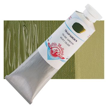 Open in modal - Old Holland New Masters Classic Acrylic Paint - Olive Green, 60 ml tube and swatch