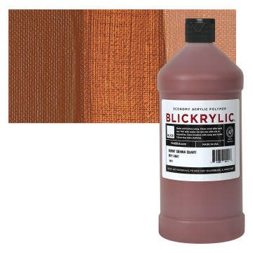 Blickrylic Student Acrylics - Burnt Sienna, Quart bottle and swatch