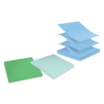 Open in modal - Post-it Recycled Super Sticky Pop-Up Notes - Oasis Collection, three notes accordion