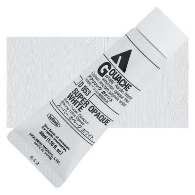 Holbein Acryla Gouache - Super Opaque White, 40 ml tube with swatch